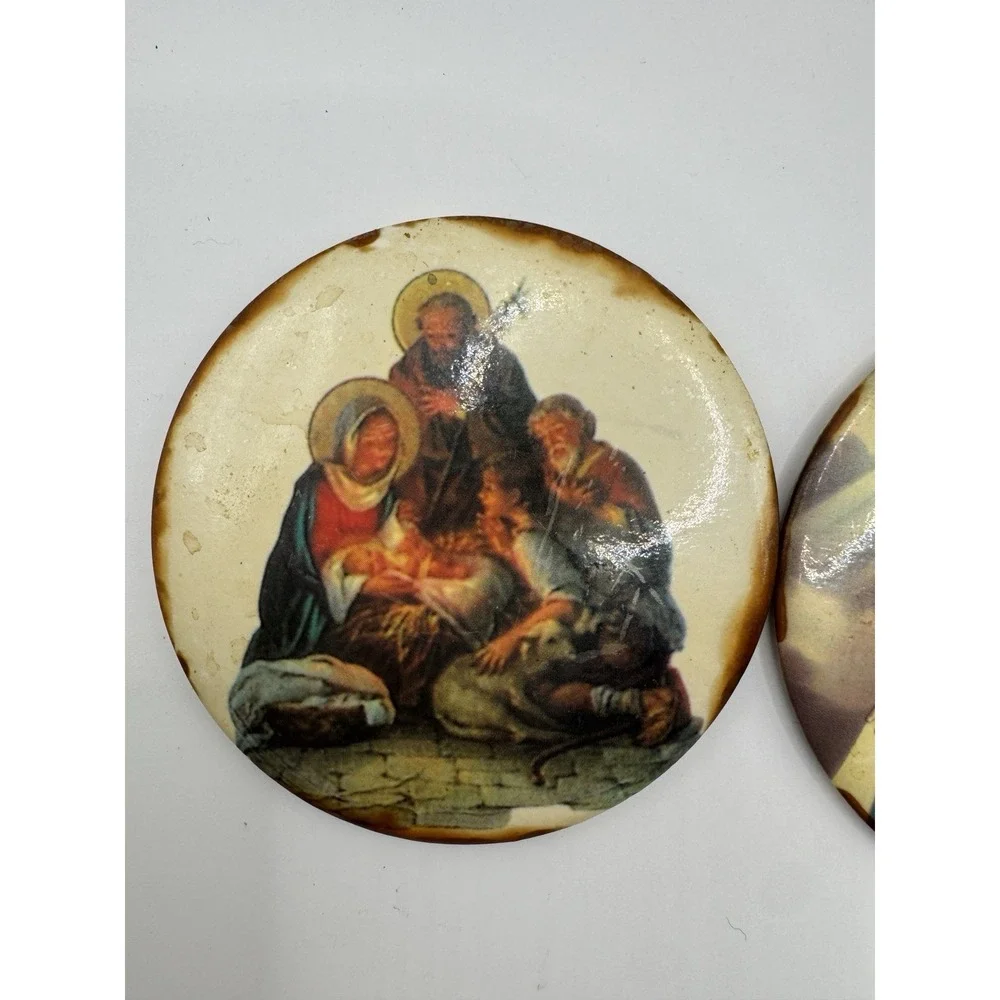 Lot 2 Vintage Catholic Religious Magnets‎ Nativity Virgin Mary Made Taiwan 3in